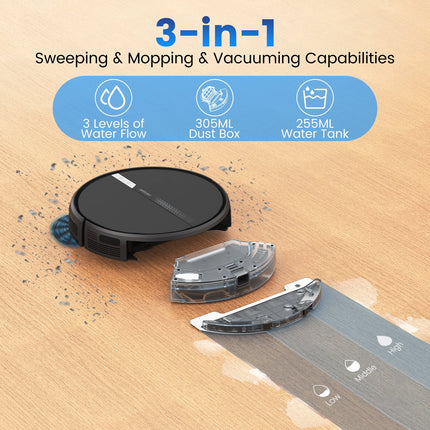 G60 3 in 1 Robot Vacuum and Mop Combo with Smart App&Voice Control,2 in 1 Tank for Pet Hair