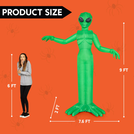 9 Ft Halloween Inflatable Giant Alien Decoration with Built-In Leds,Alien Halloween Decorations Outdoor Blow up Yard Lawn Decoration
