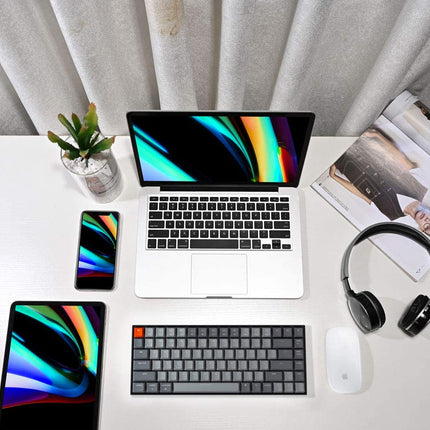 K2 75% Layout RGB Bluetooth Wireless Mechanical Keyboard with  Super Brown Switch/Anti Ghosting/N-Key Rollover, Compact 84 Keys USB Wired Gaming Keyboard for Mac Windows-Version 2