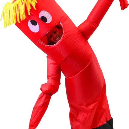 Adult Inflatable Costume Blow up Tube Dancer Wacky Waving Arms Funny Halloween Inflatable Costume for Halloween Dress up Parties