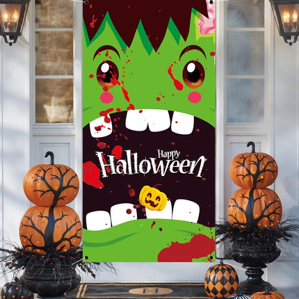 Halloween Door Cover,Scary Halloween Banner Decorations-71 X35