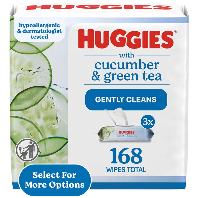 Scented Wipes with Cucumber & Green Tea, 3 Flip-Top Packs, 168 Total Count