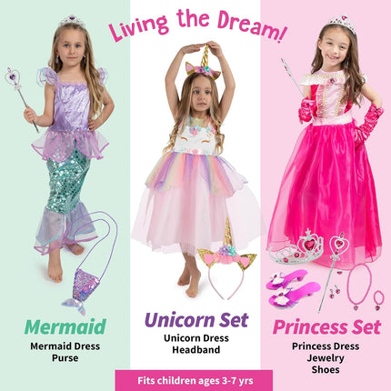 Pretend Play Costumes for Kids Ages 3-7, Washable Toddler Dress up Clothes for Play