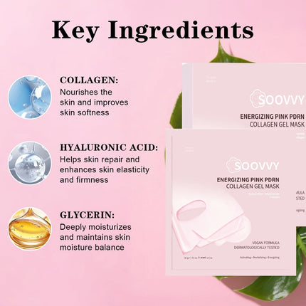 Energizing Pink Collagen Jelly Gel Mask , Overnight Face Mask for Glass Glow Skin Care ,Moisturizing Collagen Face Mask, Korean Skincare, 4Ea