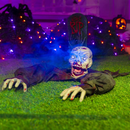 Halloween Groundbreaker Animated Halloween Decorations Zombie with Creepy Sound and Flashing Eyes,Outdoor Scary Halloween Yard Decorations,Haunted House Decorations