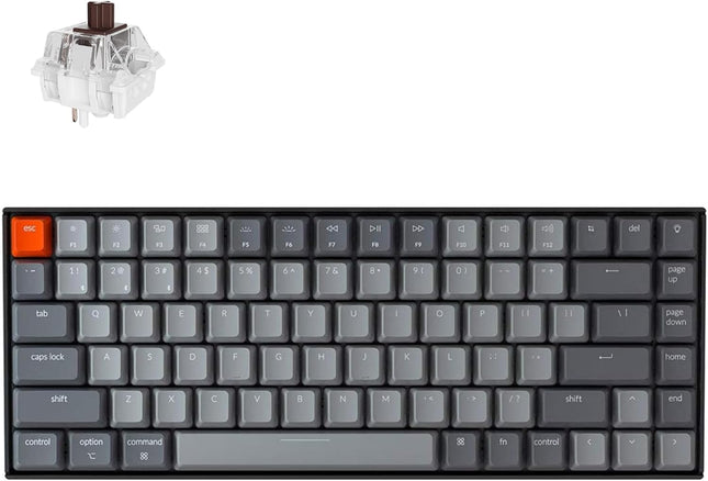 K2 75% Layout RGB Bluetooth Wireless Mechanical Keyboard with  Super Brown Switch/Anti Ghosting/N-Key Rollover, Compact 84 Keys USB Wired Gaming Keyboard for Mac Windows-Version 2