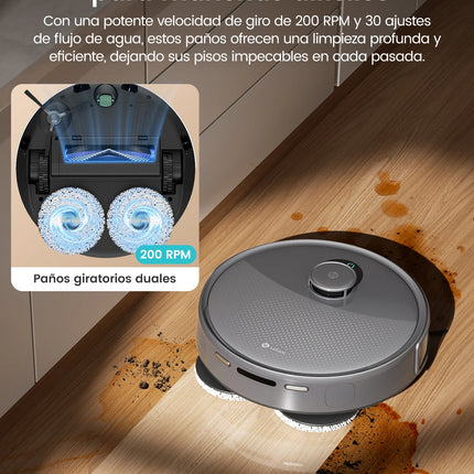 M3 Max Robot Vacuum, Robot Vacuum and Mop, 20000Pa Suction, Anti-Tangle Brushes, Dual Spinning Mop, Auto Mop Washing