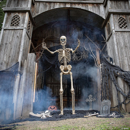 Animated Towering Skeleton with Projection Eyes Halloween Decoration - 8 Ft