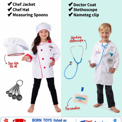 6-In-1 Kids Dress up Clothes Costume Gift Set for Boys & Girls 3+