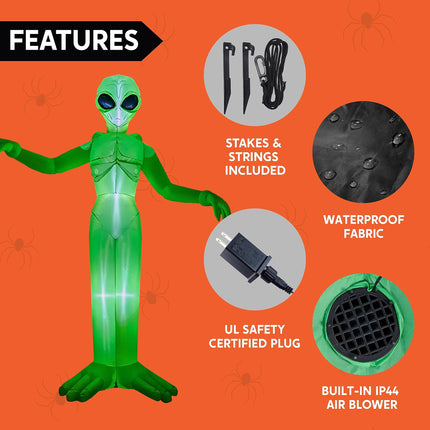 9 Ft Halloween Inflatable Giant Alien Decoration with Built-In Leds,Alien Halloween Decorations Outdoor Blow up Yard Lawn Decoration