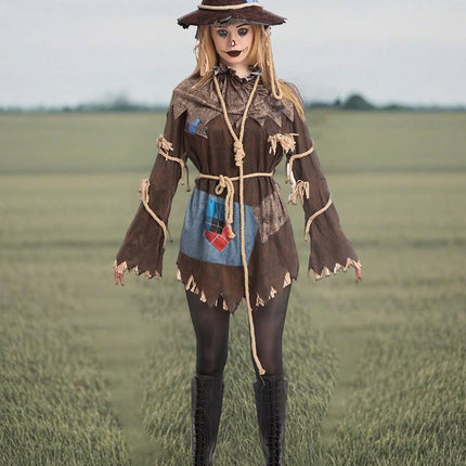 Scary Scarecrow Costume for Adult Women Halloween Dress up Party Cosplay