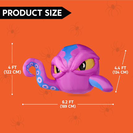 4 FT Halloween Inflatable Purple Octupos Head with Tentacles Broke Out from Window with Built-In LED Blow up Inflatable for Window Decoration Yard Garden Lawn Decor