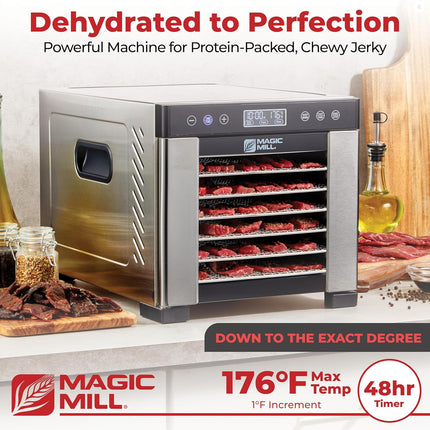 Pro Food Dehydrator Machine | 7 XL Stainless Steel Trays | Dryer for Jerky, Dog Treats, Herb, Meat, Beef, Fruit | Keep Warm Function, Digital Timer and Temperature Control, ETL Approved