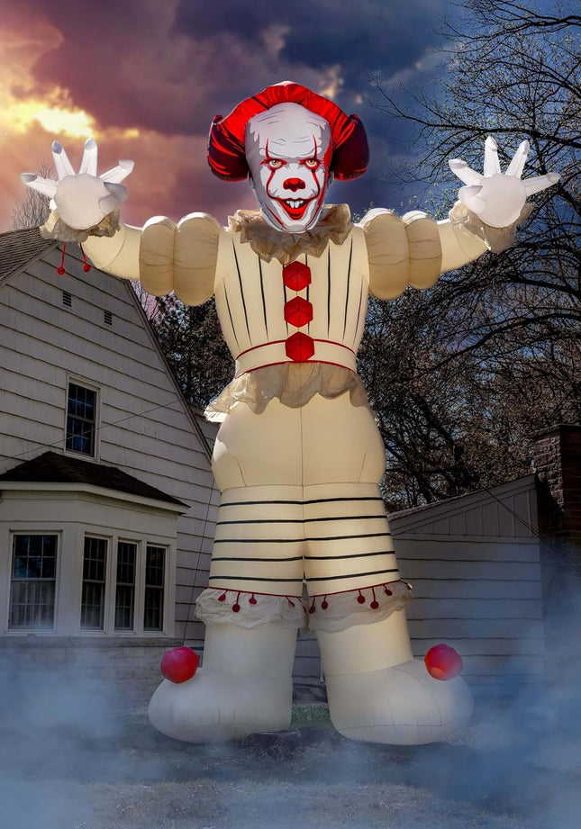 25FT Giant Pennywise Inflatable | Huge Clown Airblown Halloween Decoration with Lights Outdoor Yard, Haunted House