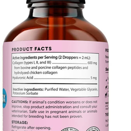 Premium Collagen for Dogs – Liquid Collagen for Dogs with Hyaluronic Acid - 4 Oz