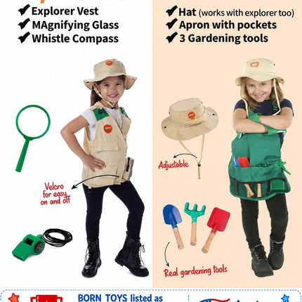 6-In-1 Kids Dress up Clothes Costume Gift Set for Boys & Girls 3+