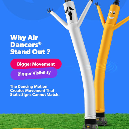 Halloween Air Dancers Inflatable Tube Man Set | 20Ft Ghost Wacky Waving Inflatable with 12-Inch Blower | Outdoor Halloween Decorations & Halloween Blow Ups for Business or Yard Display