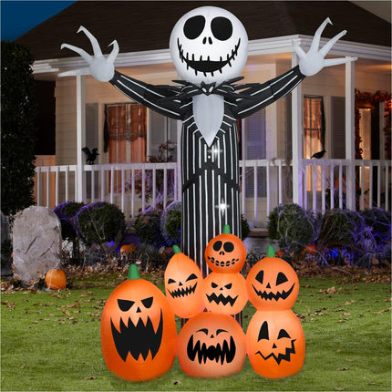 Halloween Inflatable Jack Skellington with O' Lanterns, 9 Ft Tall, Multi