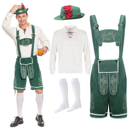 Men'S German Bavarian Oktoberfest Costume Set, Beer Costume Hat for Adults Halloween Fancy Dress Costumes and Beer Festival