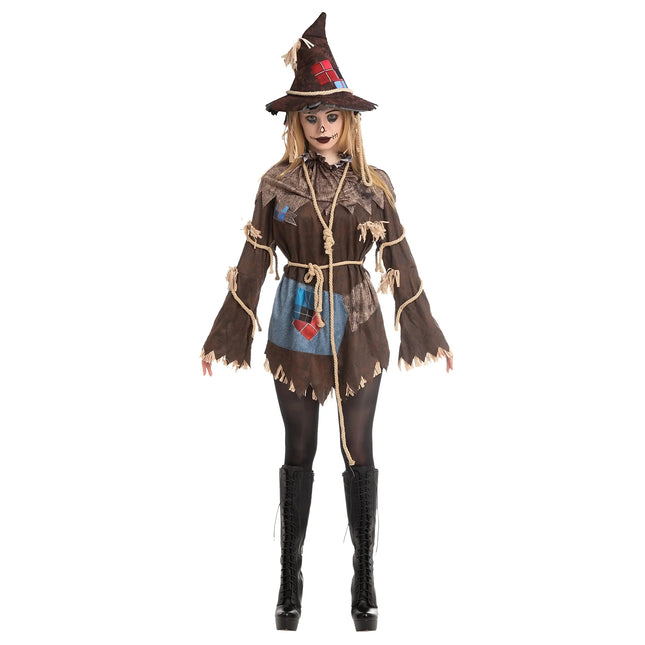 Scary Scarecrow Costume for Adult Women Halloween Dress up Party Cosplay