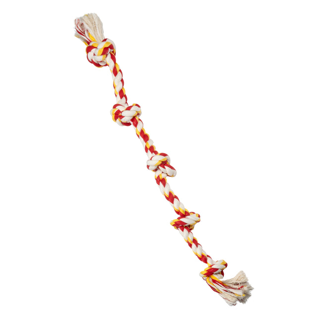 Flossy Chews Extra Large 36 Inch 5 Knot Cottonblend Tug Rope Dog Toy, Durable Rope Chew Toy for Large Dogs over 80 Lbs, Assorted Colors