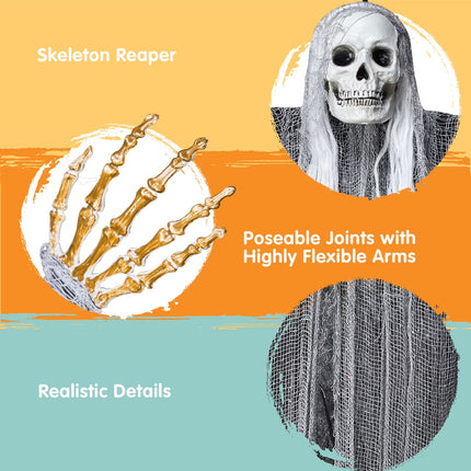 3 Pack Halloween Hanging Ghosts,Scary Skeleton Ghosts Grim Reapers Decorations for Halloween Indoor Outdoor Yard Home Decorations