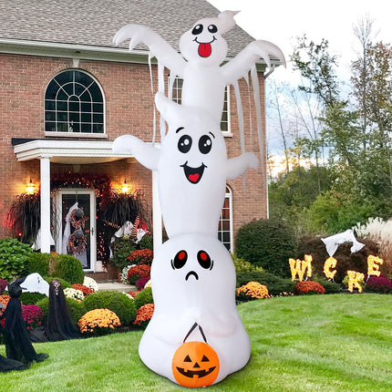 Halloween Inflatables 9.8 FT Halloween Ghost Inflatable with Built-In Leds, Scary Inflatable Ghost Blow up Overlap Ghost, Outdoor Halloween Decorations Ghost Inflatable for Halloween Holiday Pa