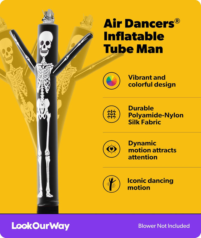 10Ft Skeleton Air Dancers Inflatable Tube Man Attachment | Halloween Inflatables Outdoor Decoration | Wacky Waving Halloween Blow up for Yard Display or Business (Blower Not Included)