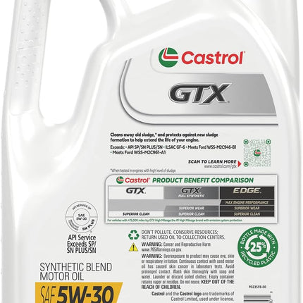 GTX 5W-30 Synthetic Blend Motor Oil, 5 Quarts