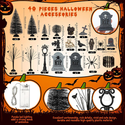 40 Pcs Halloween Village Accessories Set Mini Halloween Figurines