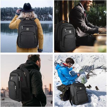 Laptop Backpack,Business Travel anti Theft Slim Durable Laptops Backpack,Water Resistant College Computer Bag for Women & Men Fits 15.6 Inch Laptop and Notebook - Black