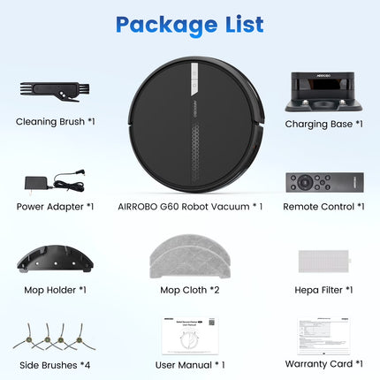 G60 3 in 1 Robot Vacuum and Mop Combo with Smart App&Voice Control,2 in 1 Tank for Pet Hair