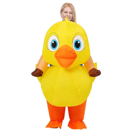 COMIN 63 Inch Inflatable Duck Costume Adult Halloween Blow up Funny Party Halloween Costume for Men Women