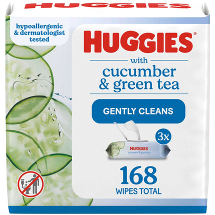 Scented Wipes with Cucumber & Green Tea, 3 Flip-Top Packs, 168 Total Count