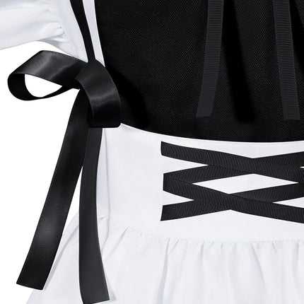 Classic French Maid Costume Apron Fancy Dress Cosplay Outfit Headwear Gloves Socks Set