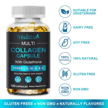 Multiple Collagen with Biotin Support Anti-Aging Skin Hair Nails and Joints Health Antioxidant Skin Firming Support