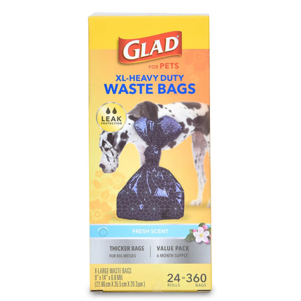 Extra Large, Heavy Duty Scented Dog Waste Bags Value Pack - 360 Count
