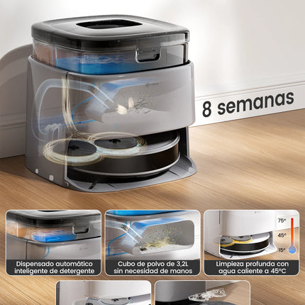 M3 Max Robot Vacuum, Robot Vacuum and Mop, 20000Pa Suction, Anti-Tangle Brushes, Dual Spinning Mop, Auto Mop Washing