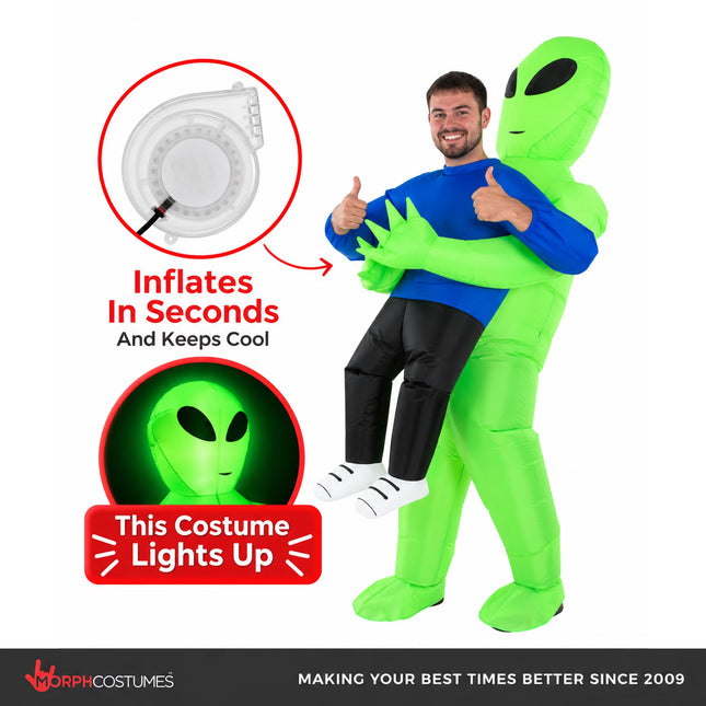 Alien Pick Me up Inflatable Halloween Costume for Adults, Adult Size S-XL (28-42), by Morph Suits