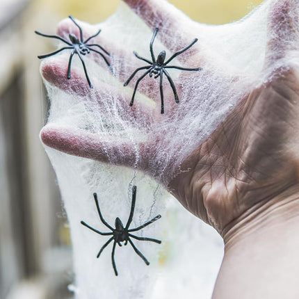 Halloween Spider Web Decoration, 200 Square Feet & Plastic Spiders, Halloween Party Supplies, Spider Webs (Small, 200 Sq Feet) (8 Fake Spiders Included)