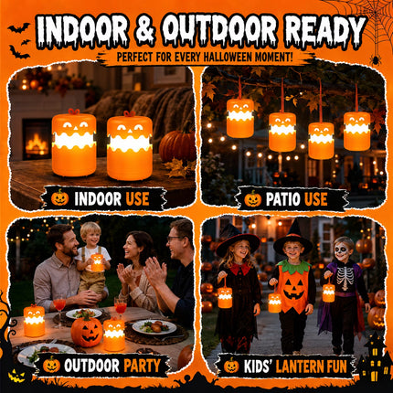 Halloween Decoration, Halloween Pumpkin Lantern, Collapsible Jack O Lantern Pumpkin with Lanyard,Halloween Party Favors, Outdoor Indoor Halloween Party Decor