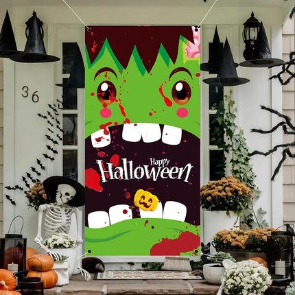Halloween Door Cover,Scary Halloween Banner Decorations-71 X35