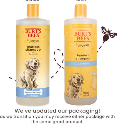 Tearless Puppy Shampoo with Buttermilk, 95% Natural Origin Formulas, Shampoo for Puppies - Gentle Dog and Puppy Shampoo Tear Free, Best Puppy Shampoo Tearless, 32 Oz