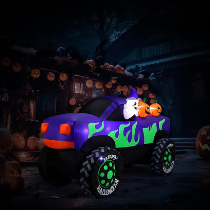 8 Ft Long Halloween Inflatables Monster Truck Outdoor Decorations