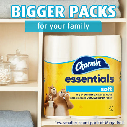 Essentials Soft Toilet Paper 12 Mega Rolls, 330 Sheets per Roll
