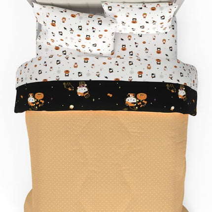 Sanrio Hello Kitty Halloween Pumpkin Queen Bed Set – Super Soft & Cozy 5 Piece Reversible Comforter and Sheet Set (Officially Licensed Product) by