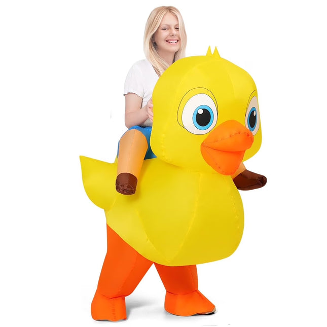 COMIN 63 Inch Inflatable Duck Costume Adult Halloween Blow up Funny Party Halloween Costume for Men Women