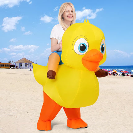 COMIN 63 Inch Inflatable Duck Costume Adult Halloween Blow up Funny Party Halloween Costume for Men Women