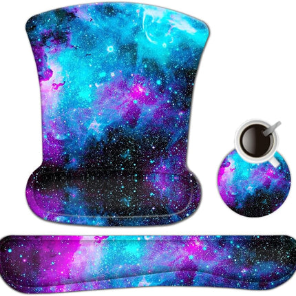 Keyboard Wrist Rest Pad and Mouse Wrist Rest Support Mouse Pad Set,Durable & Comfortable & Lightweight for Easy Typing & Pain Relief-Ergonomic Support (Galaxy)