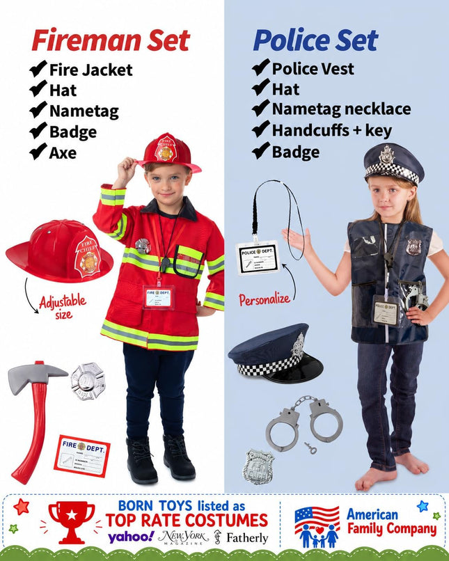 6-In-1 Kids Dress up Clothes Costume Gift Set for Boys & Girls 3+
